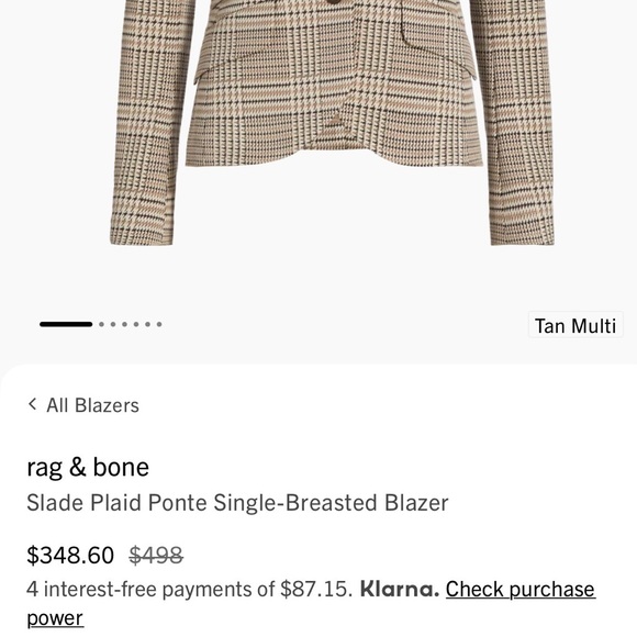 Rag & Bone Multi-Tan Plaid Blazer - Picture 2 of 8